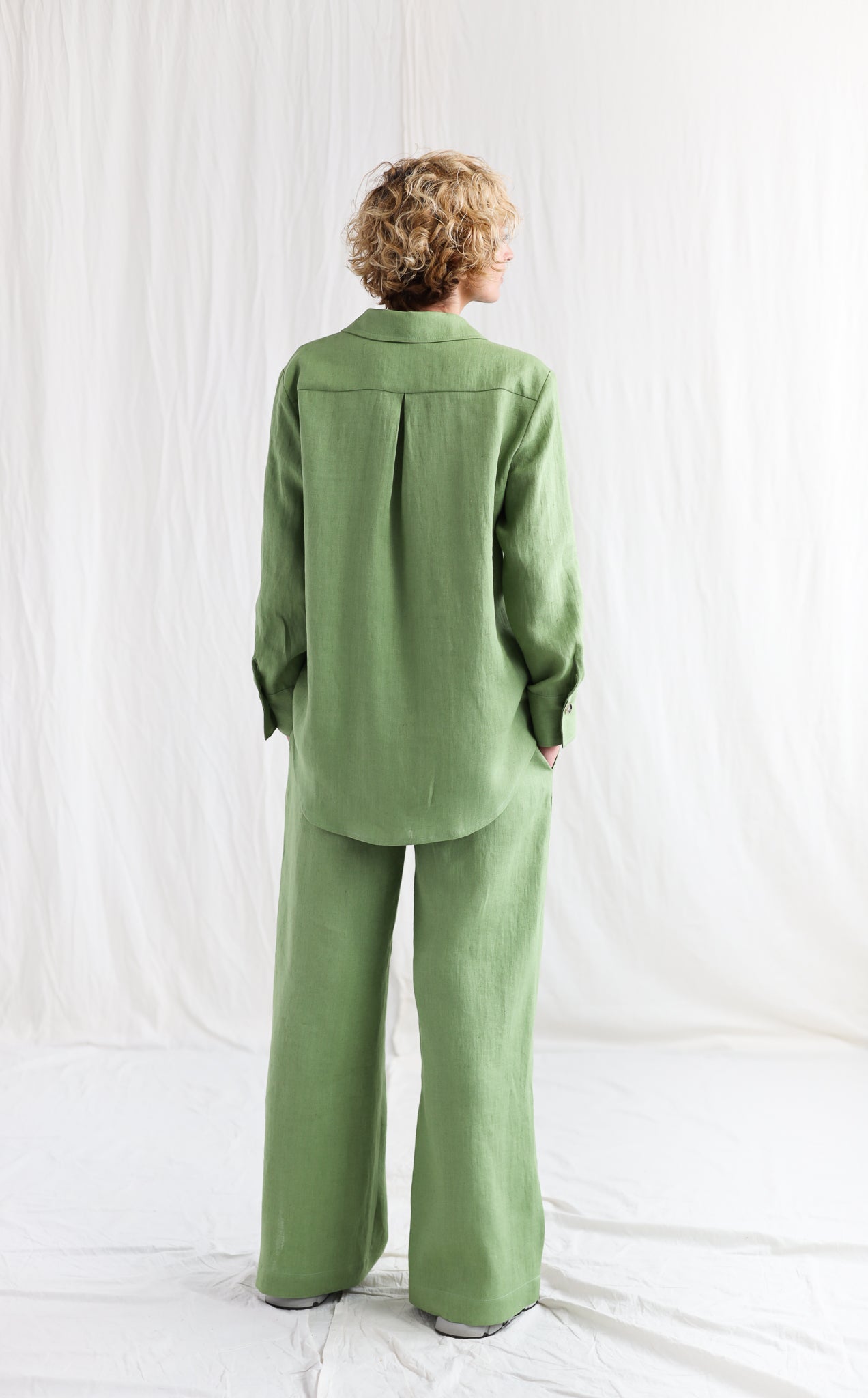 Olive green gauze Pant Co-ord Set- Studioanne