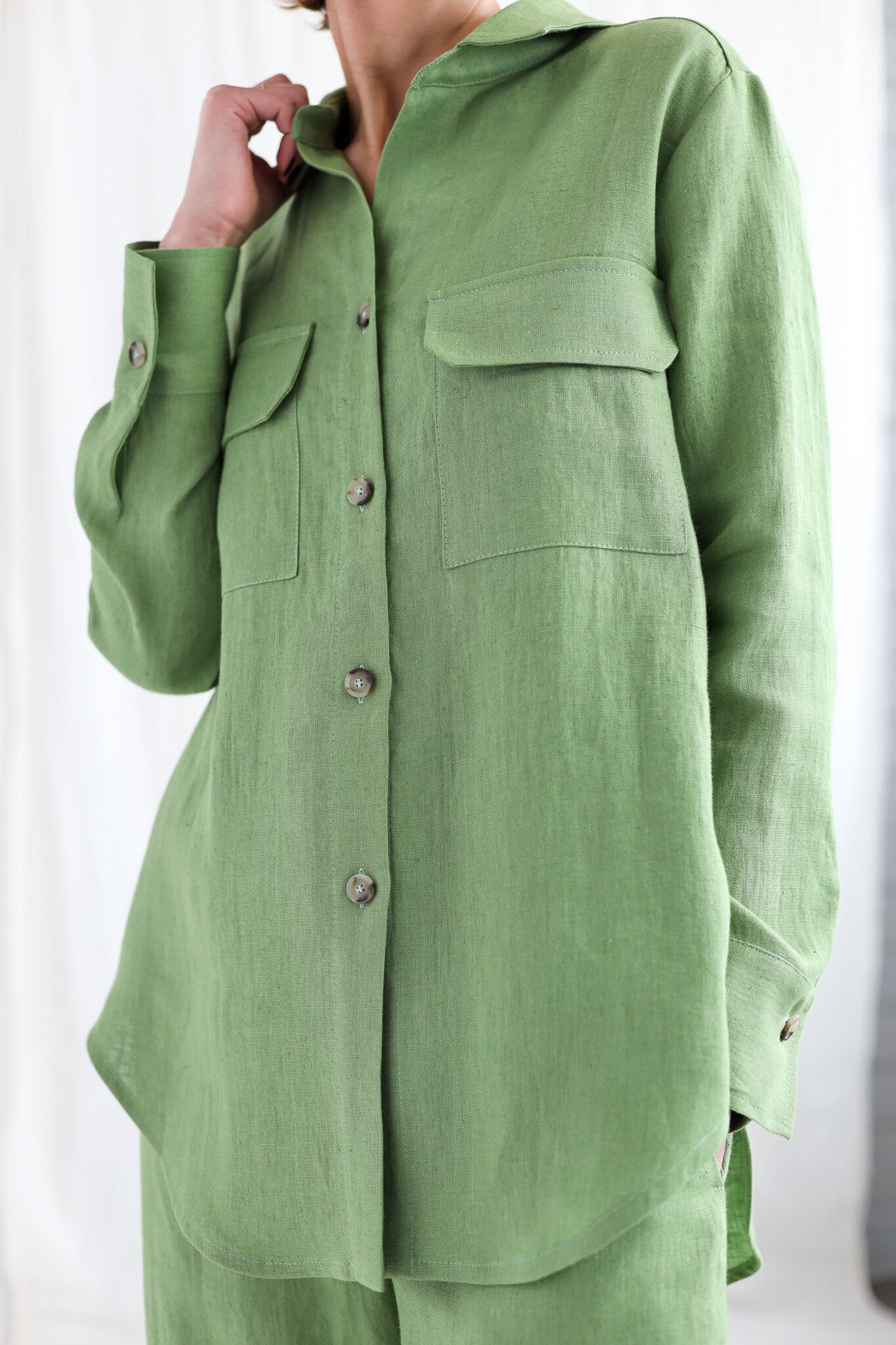 Olive green gauze Pant Co-ord Set- Studioanne