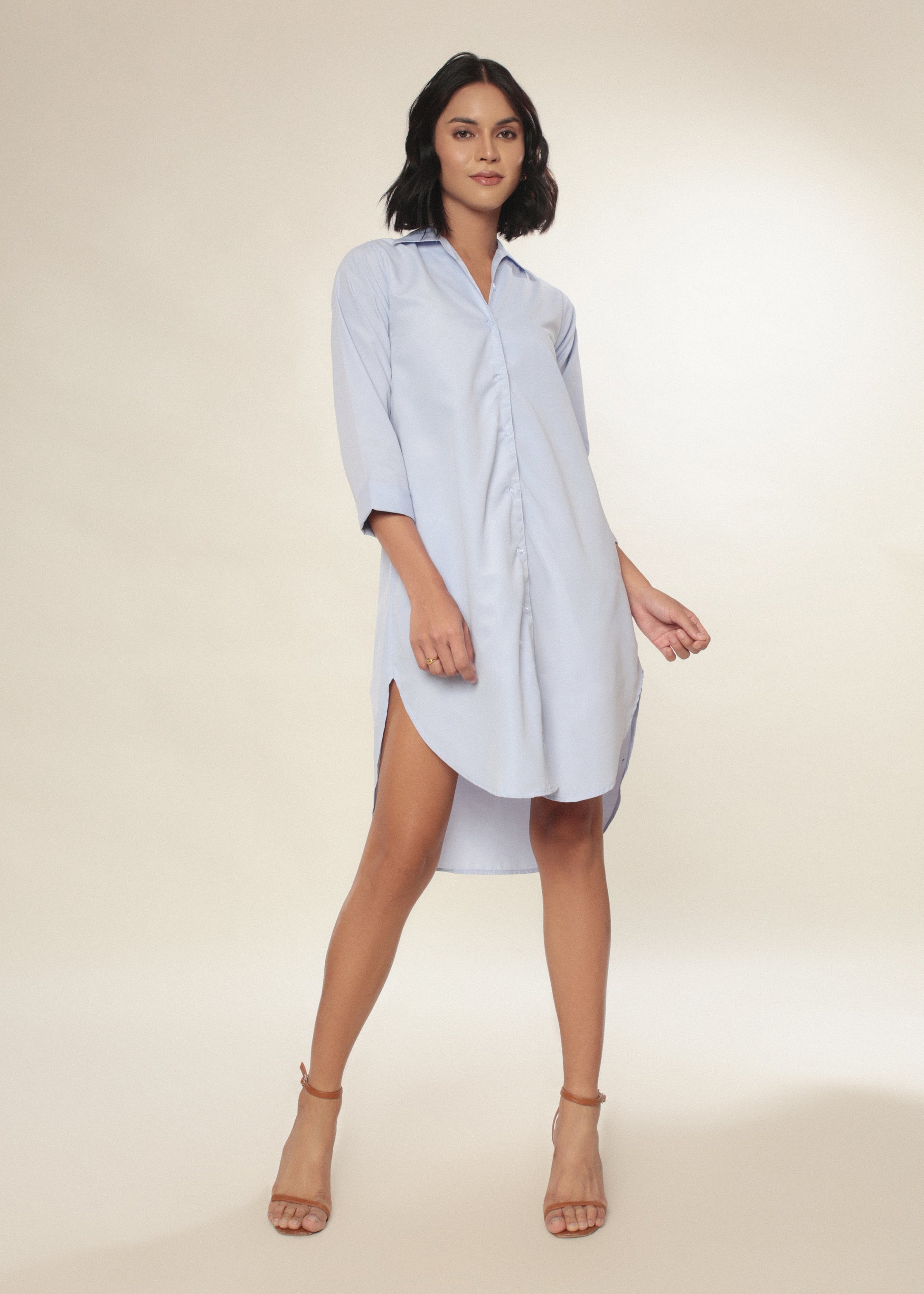 Azure Ease Mini Shirt Dress-Studioanne