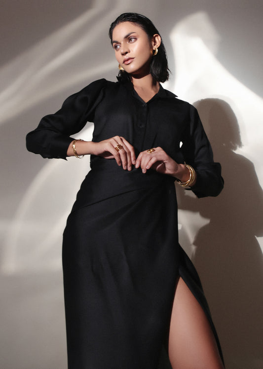 Luxurious Black Satin Shirt Women's Online