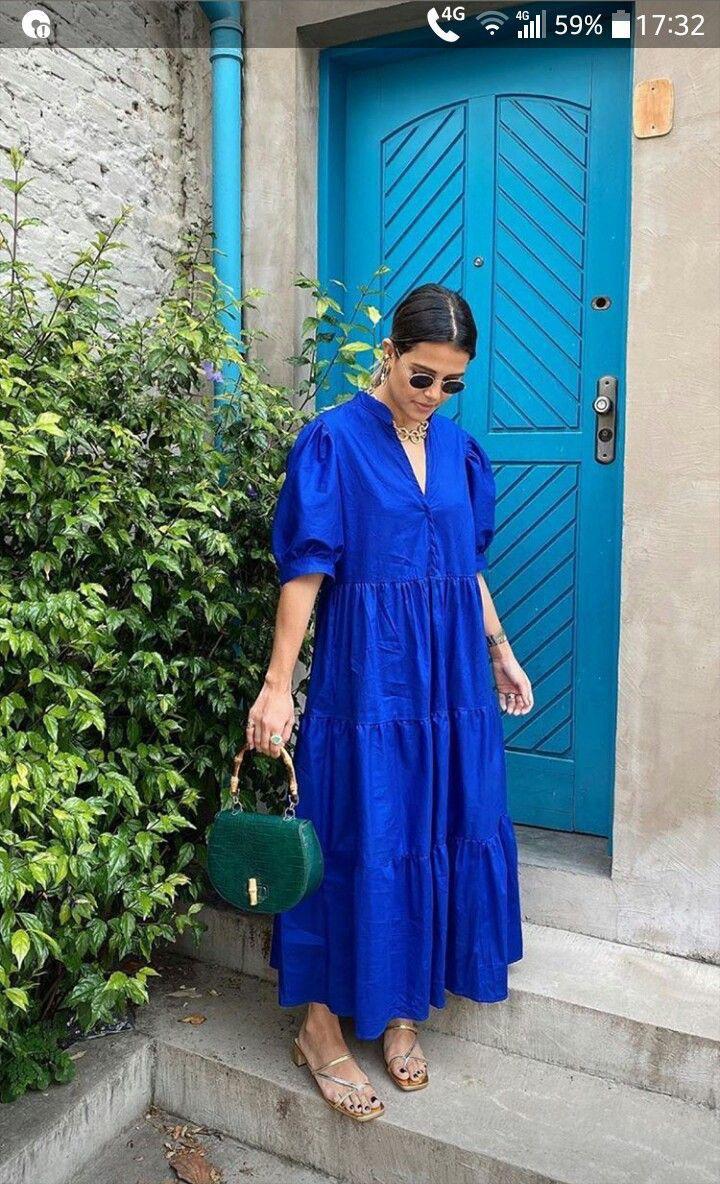 Women's Blue Long Dress Online India -Studioanne