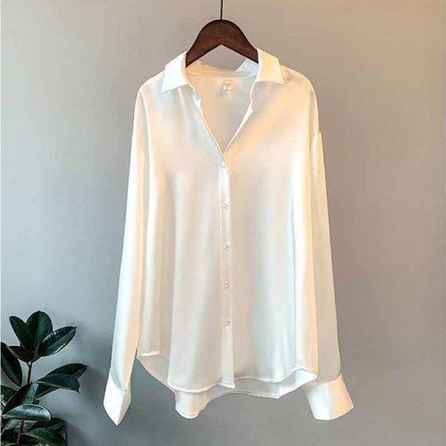 White Satin Shirt Online for Women's 