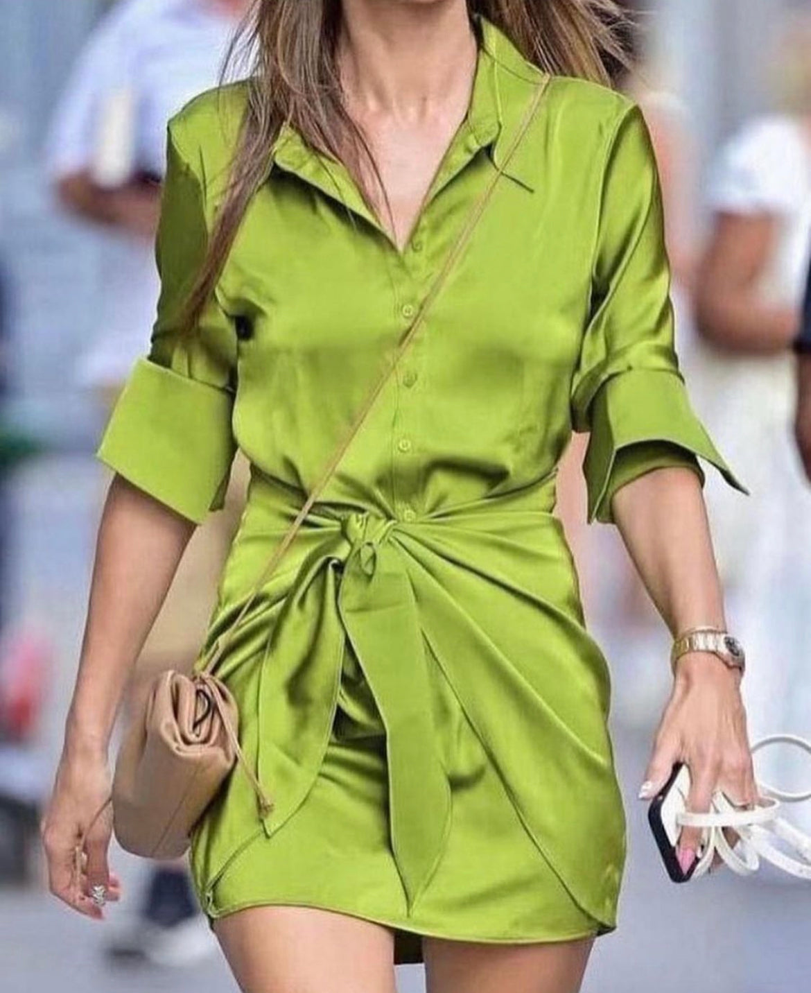 Lime Shirt Knot Dress- Studioanne